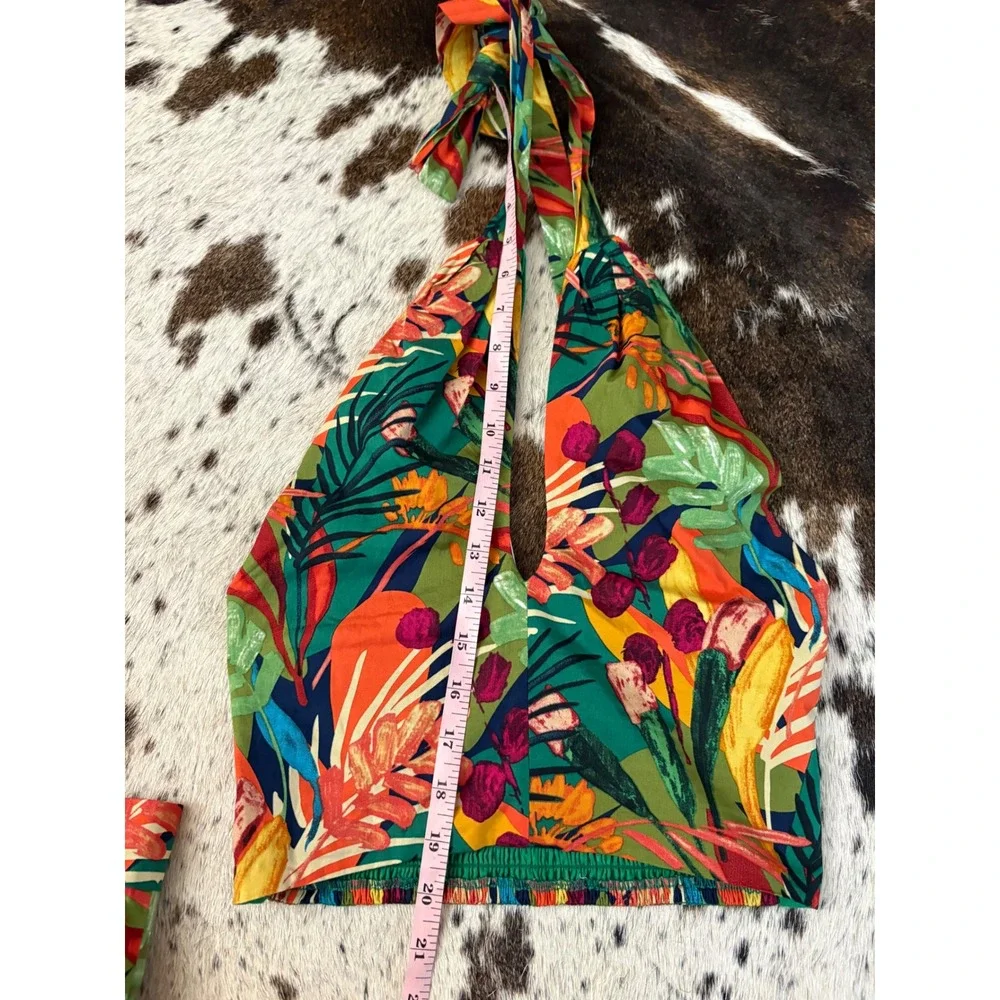 O.P.T NEW Tropical 2 piece Set Midi Skirt Halter Top Size XS